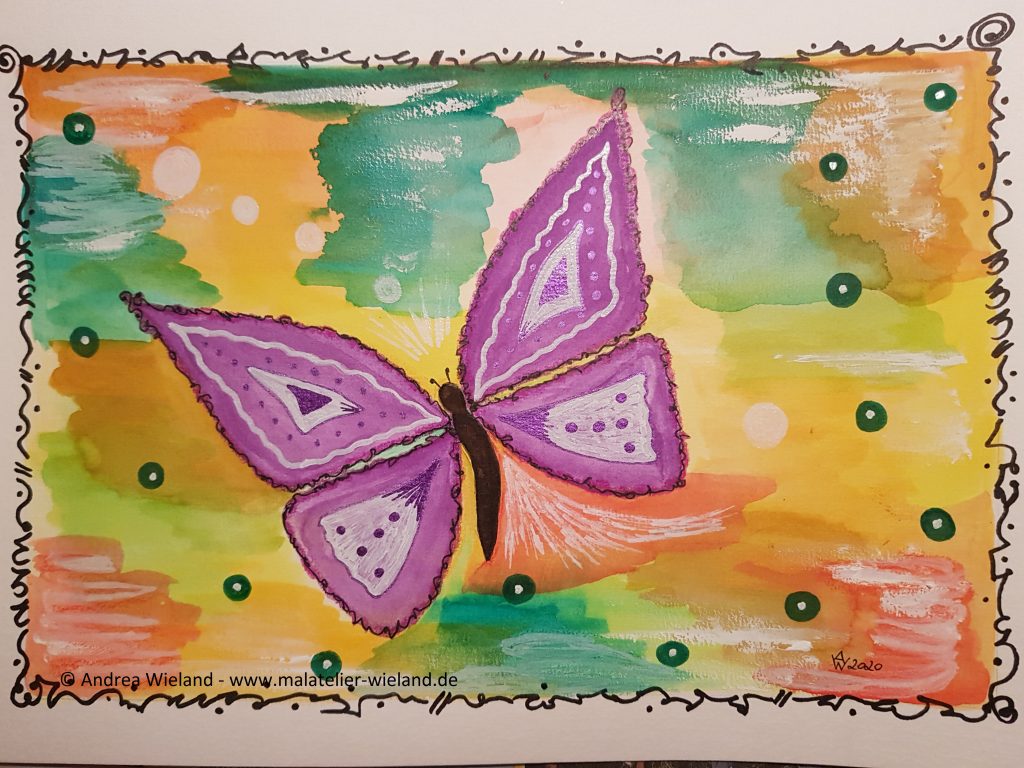 Lila Schmetterling in Aquarell